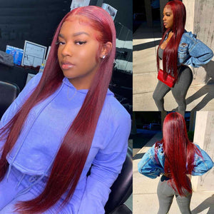 Burgundy-99J-lace-frontal-wig-color-lace-front-wig-transparent-straight-hair-wigs-glueless-wig