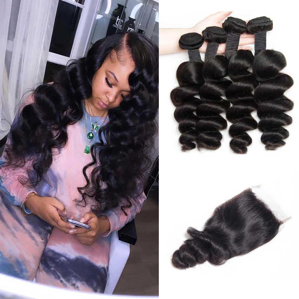 Loose-wave-bundles-virgin-human-hair-weaves-with-4x4-5x5-lace-closure-transparent-lace-Hd-lace