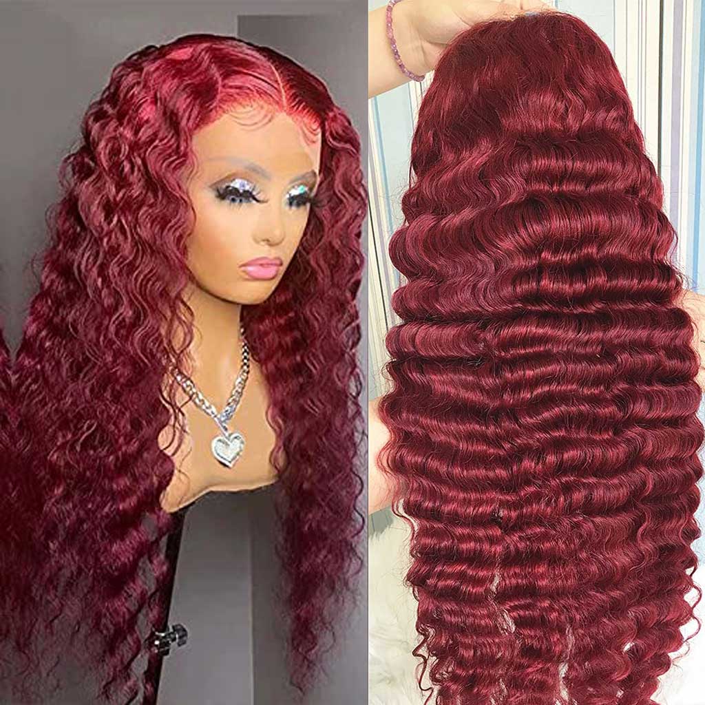 burgundy-deep-wave-wig-preplucked-lace-front-wig-lace-closure-wig-99J-hair-transparent-lace-wigs