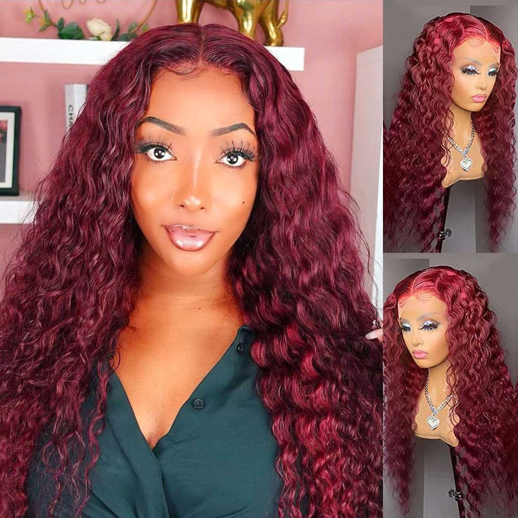  Analyzing image     burgundy-deep-wave-wig-preplucked-lace-front-wig-lace-closure-wig-curly-99J-hair-transparent-lace-wigs