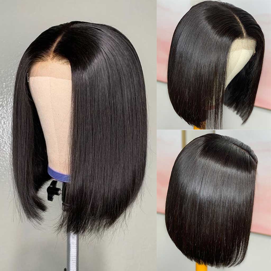 Bombtress Bob Wig 4x4 5x5 Straight Hair Lace Closure Wig Middle Part