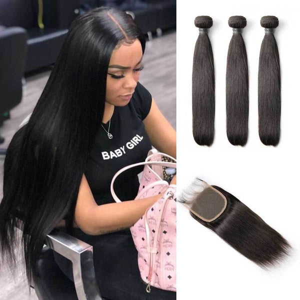Hair bundles with closure discount