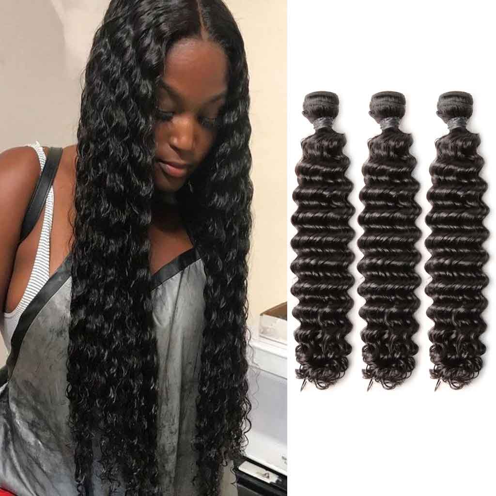 Brazilian Deep Wave Curly Human Hair Bundles Bombtress Virgin Hair