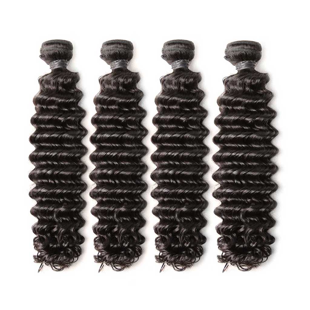 Brazilian Deep Wave Curly Virgin Hair 4 Bundles With 4x13 Lace Frontal –  bombtress