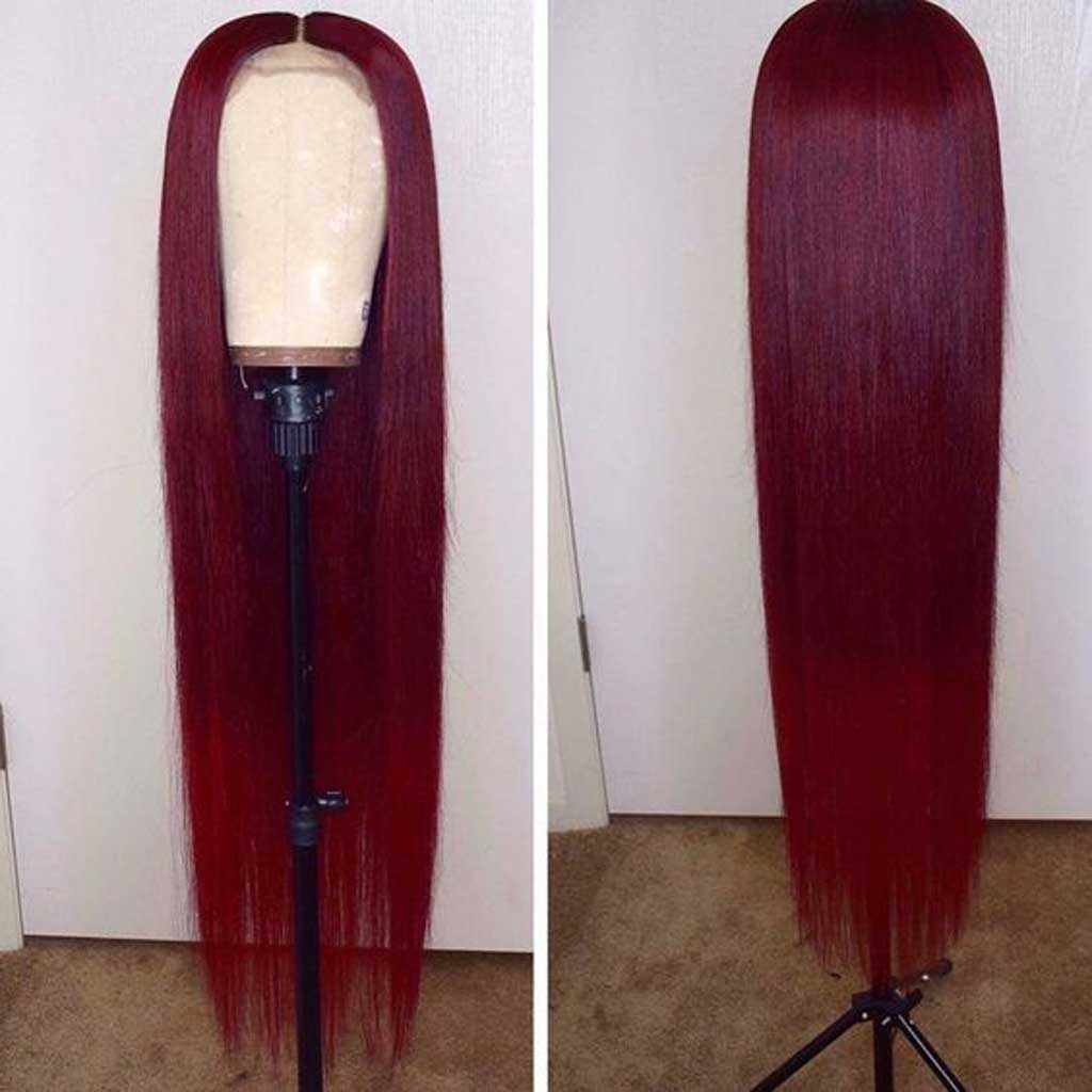 Burgundy-99J-lace-frontal-wig-180%-density-transparent-human-hair-wigs