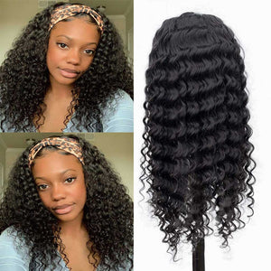 Deep Wave Headband Wig Glueless Human Hair Wigs