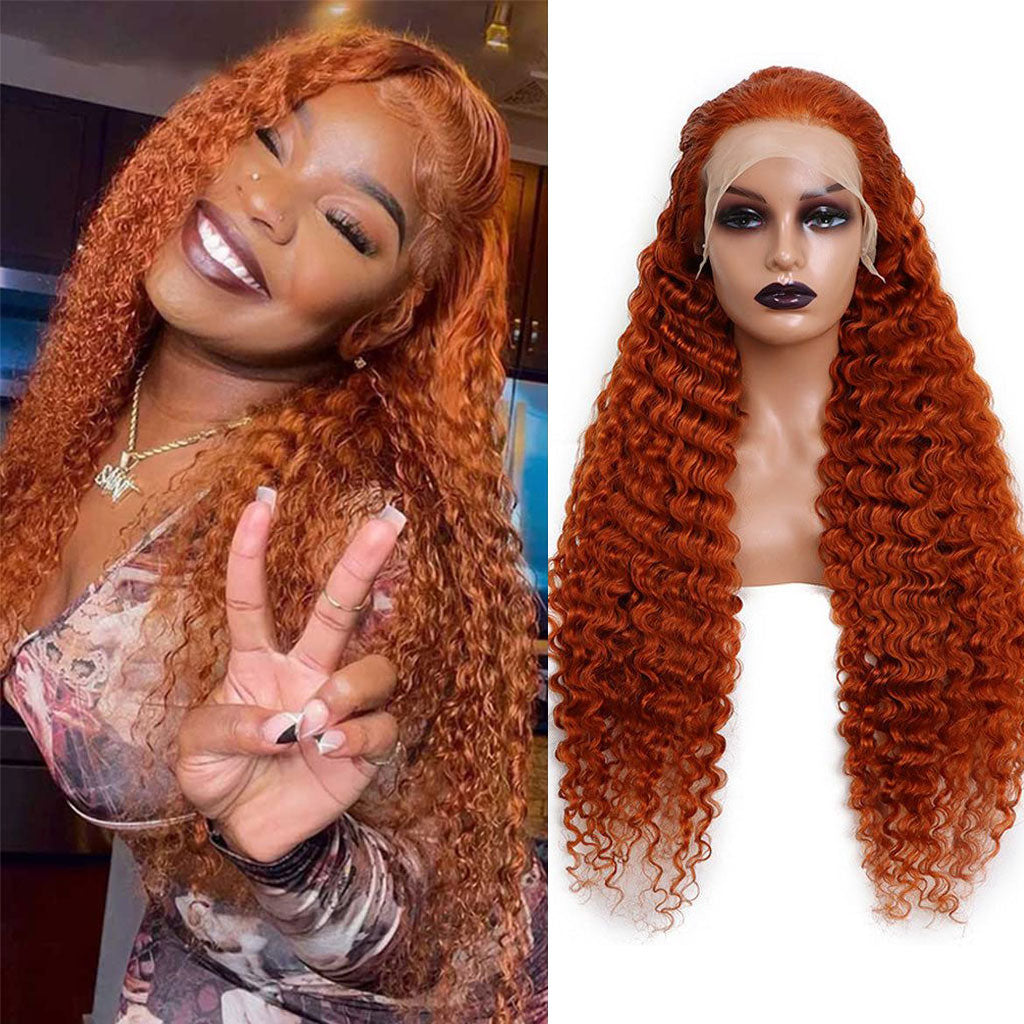 Ginger-deep-wave-lace-front-wig-transparent-lace-wig-colored-human-hair-wigs