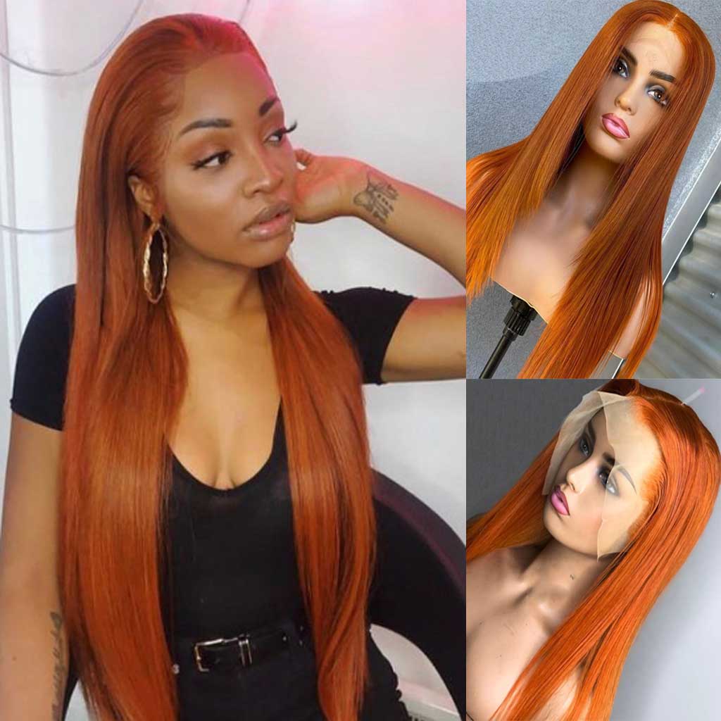 Ginger-transparent-lace-front-wig-for-black-women-glueless-colored-straight-hair-frontal-wig