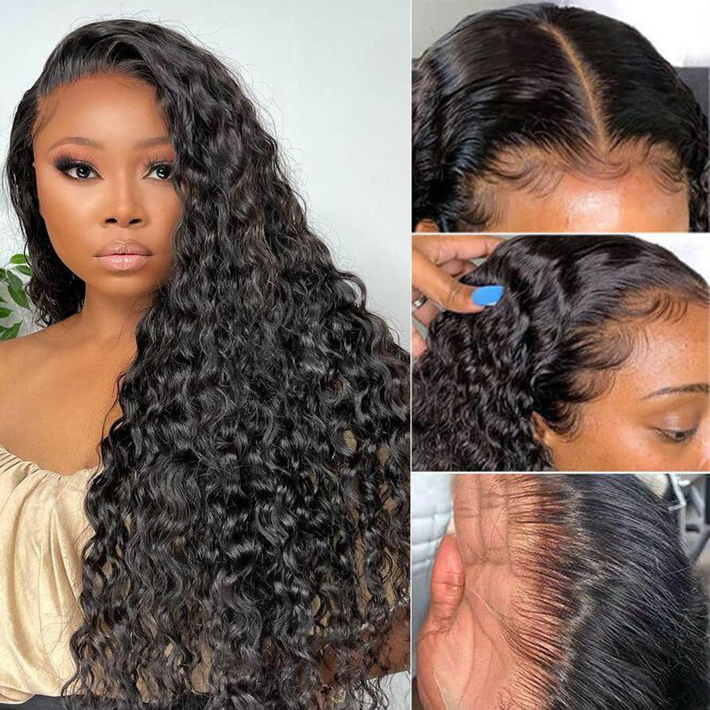 Transparent Lace Deep Wave 4 X 4 13 X 6 Lace Frontal Wig 150%/180