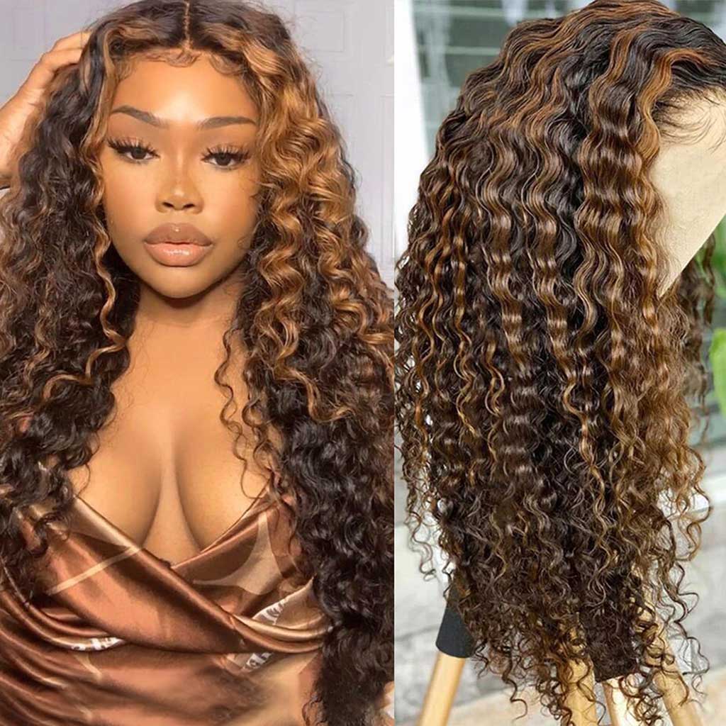 Highlight-Wig-4x4-Lace-Closure-Wig-Deep-Wave-Wigs-Honey-Blonde-13x4-lace-front-wigs-Transparent-Lace-Wig