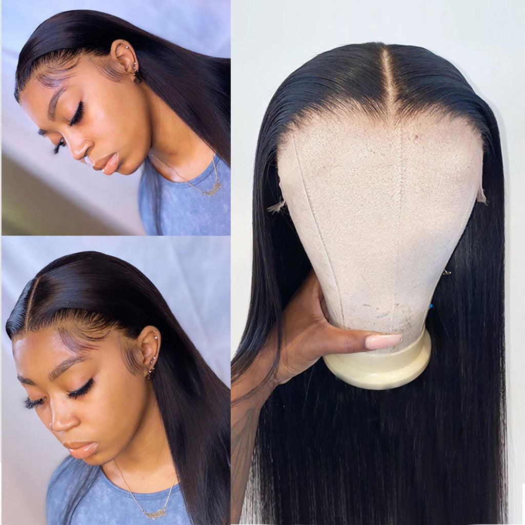 Undetectable HD Straight Hair Closure Wig Invisible Lace Frontal Wigs