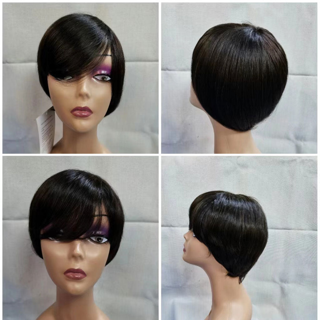 Natural Color Pixie Cut Wig Short Bob Wig Cheap Human Hair Wig bombtress