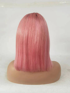 Custom Pink Bob Wig 13x4 Lace Front Wig Transparent Lace Wig
