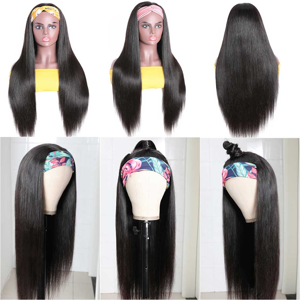 Straight Hair Headband Wig Glueless Human Hair Wigs