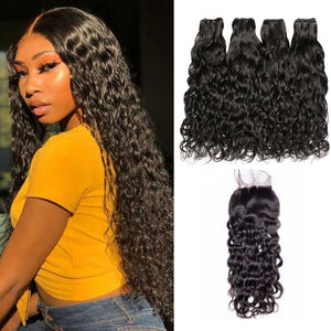 water-wave-4-bundles-with-lace-closure-deal-wet-and-wavy-style-unprocessed-human-hair-full-cuticles-aligned